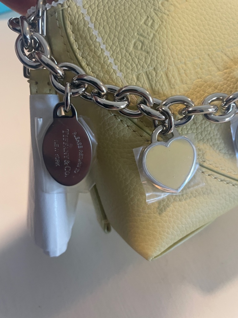 Tiffany & Co. Yellow Heart Leather Mini Bag with Silver Chain & 5 Charms - Picture 10 of 14